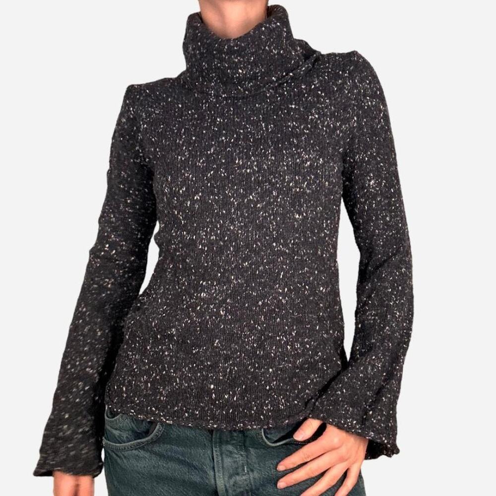 Express turtleneck grey sweater knitted minimal spotted - size small
